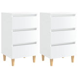 Bed Cabinets & Solid Wood Legs 2 Pcs 40X35X69 Cm