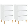 Bed Cabinets & Solid Wood Legs 2 Pcs 40X35X69 Cm