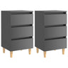 Bed Cabinets & Solid Wood Legs 2 Pcs 40X35X69 Cm