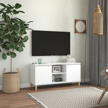 Tv Cabinet & Solid Wood Legs 103.5X35X50 Cm
