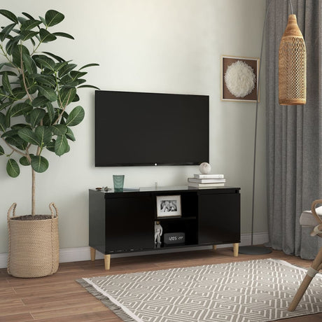 Tv Cabinet & Solid Wood Legs 103.5X35X50 Cm