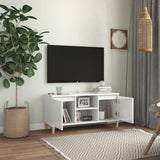 Tv Cabinet & Solid Wood Legs 103.5X35X50 Cm