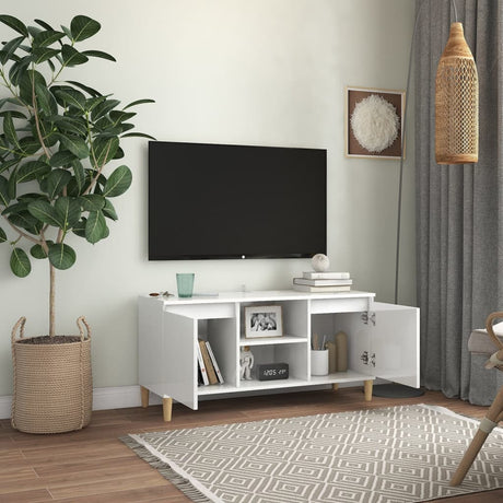 Tv Cabinet & Solid Wood Legs 103.5X35X50 Cm