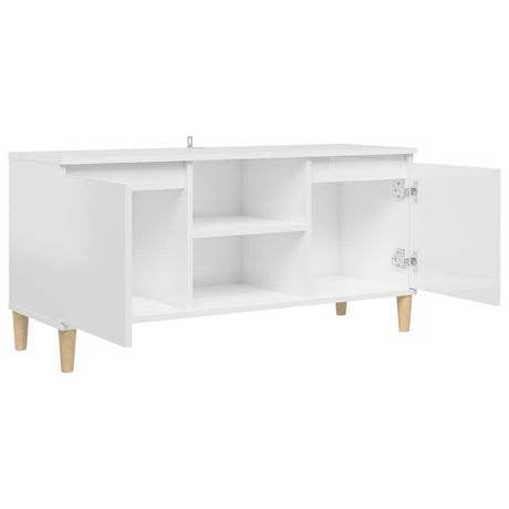 Tv Cabinet & Solid Wood Legs 103.5X35X50 Cm