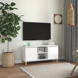 Tv Cabinet & Solid Wood Legs 103.5X35X50 Cm