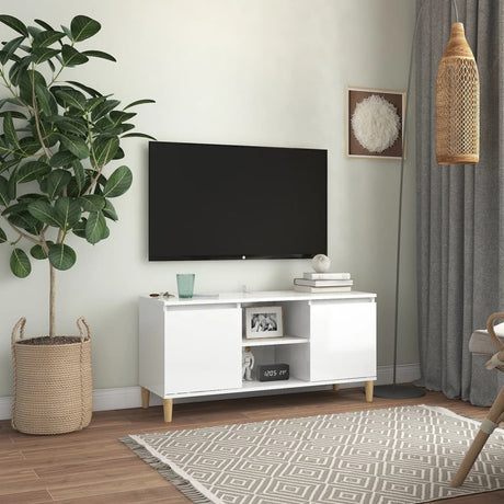 Tv Cabinet & Solid Wood Legs 103.5X35X50 Cm