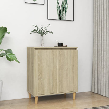 Sideboard With Solid Wood Legs 60X35X70 Cm Engineered Wood
