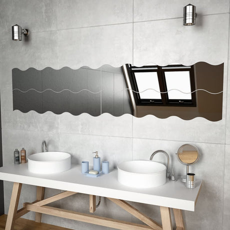 Wall Mirrors 4 Pcs Wave Glass