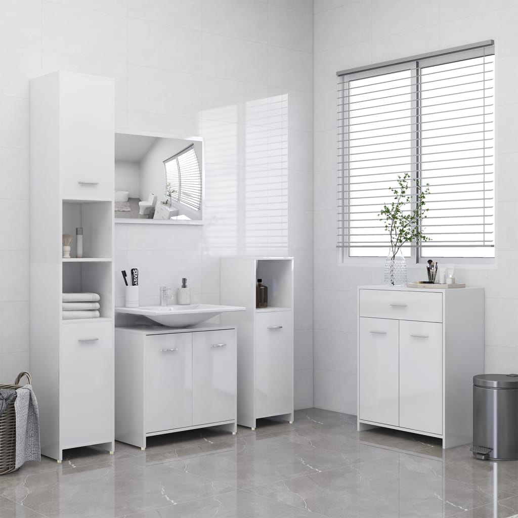 4 Piece Bathroom Furniture Set Engineered Wood