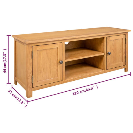 Tv Cabinet 110X35X44 Cm Solid Oak Wood