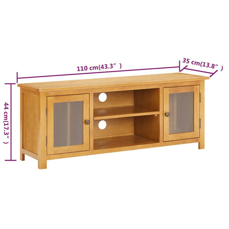 Tv Cabinet 110X35X44 Cm Solid Oak Wood