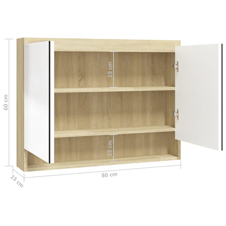 Bathroom Mirror Cabinet 80X15X60 Cm Mdf