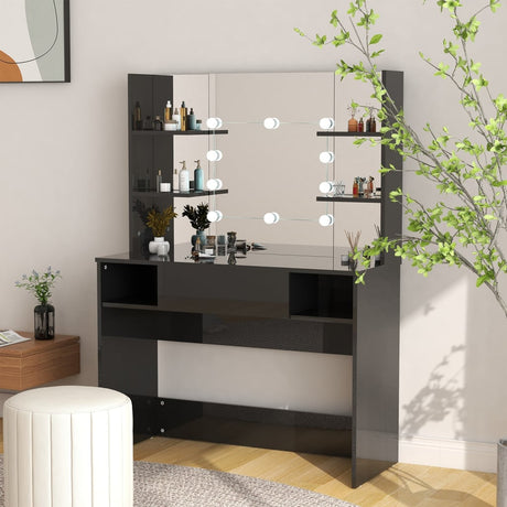 Makeup Table With Led Lights 100X40X135 Cm Mdf Oak