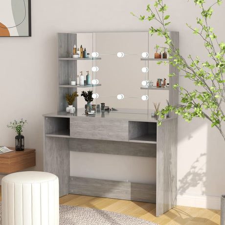 Makeup Table With Led Lights 100X40X135 Cm Mdf Oak