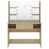 Makeup Table With Led Lights 100X40X135 Cm Mdf Oak