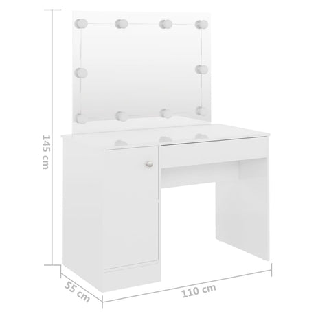 Makeup Table With Led Lights 110X55X145 Cm Mdf