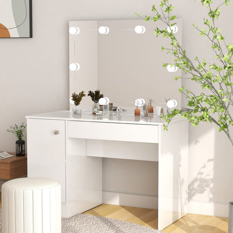 Makeup Table With Led Lights 110X55X145 Cm Mdf