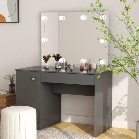 Makeup Table With Led Lights 110X55X145 Cm Mdf