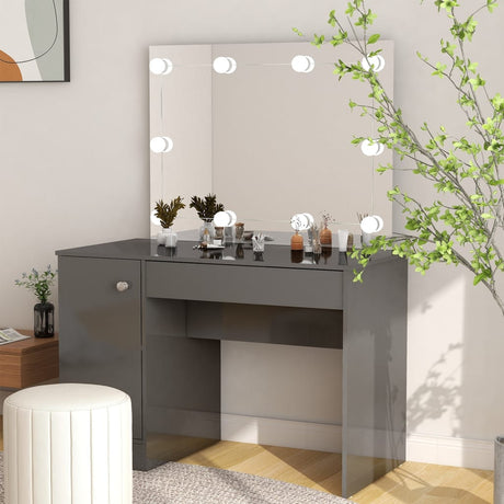 Makeup Table With Led Lights 110X55X145 Cm Mdf