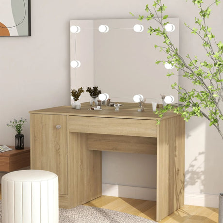 Makeup Table With Led Lights 110X55X145 Cm Mdf