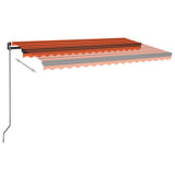 Manual Retractable Awning With Led Orange And Brown