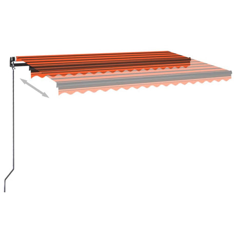 Manual Retractable Awning With Led Orange And Brown