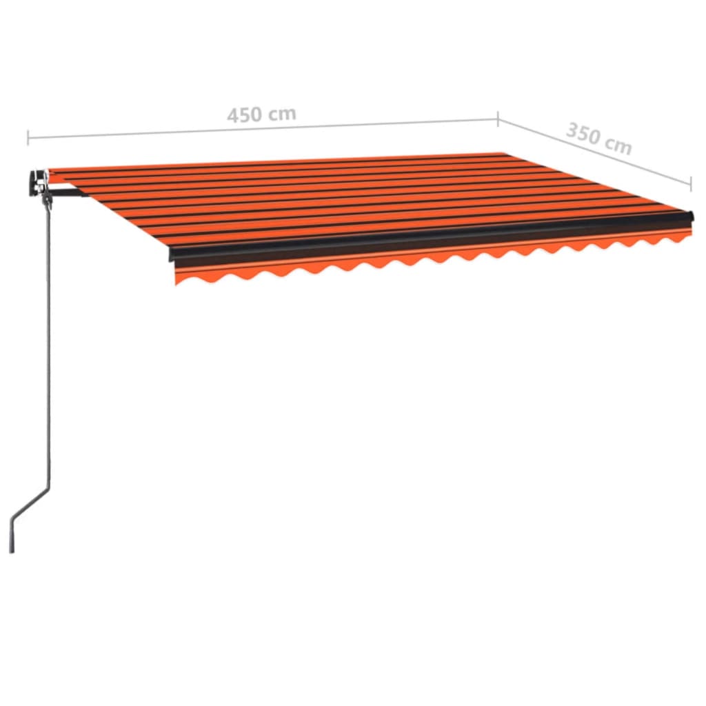 Manual Retractable Awning With Led Orange And Brown