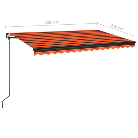 Manual Retractable Awning With Led Orange And Brown