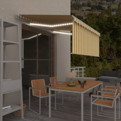 Manual Retractable Awning With Blind&Led 3X2.5M Blue&White