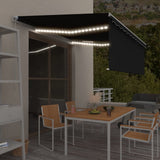 Manual Retractable Awning With Blind&Led 3X2.5M Blue&White