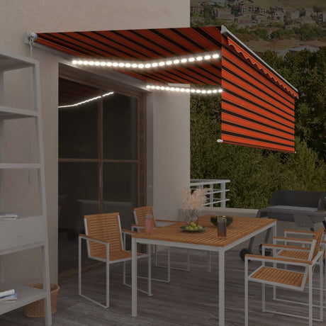 Manual Retractable Awning With Blind&Led 3X2.5M Blue&White