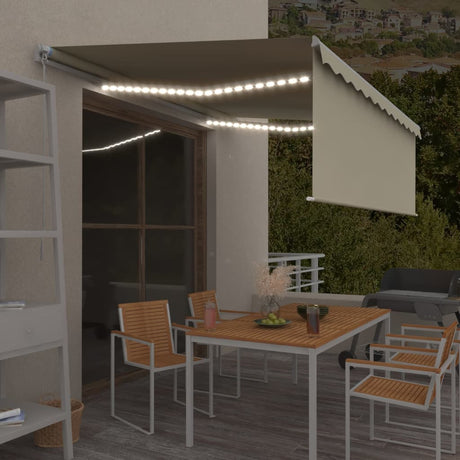 Manual Retractable Awning With Blind&Led 3X2.5M Blue&White