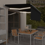 Manual Retractable Awning With Blind&Led 3X2.5M Blue&White