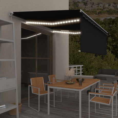 Manual Retractable Awning With Blind&Led 3X2.5M Blue&White