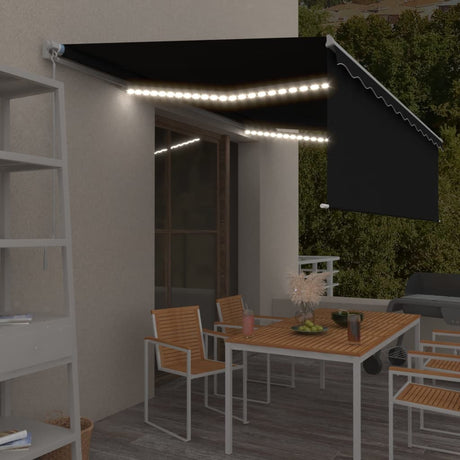 Manual Retractable Awning With Blind&Led 3X2.5M Blue&White
