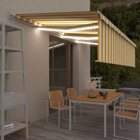 Manual Retractable Awning With Blind&Led 3X2.5M Blue&White