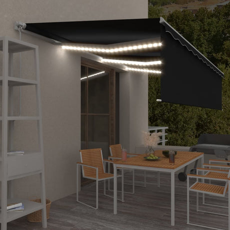Manual Retractable Awning With Blind&Led 3X2.5M Blue&White