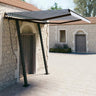 Manual Retractable Awning With Posts Orange And Brown