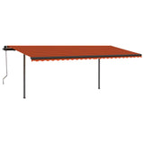 Manual Retractable Awning With Posts Orange And Brown