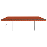Manual Retractable Awning With Posts Orange And Brown