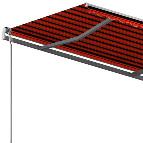 Manual Retractable Awning With Posts Orange And Brown