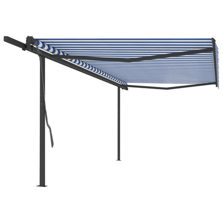 Manual Retractable Awning With Posts Orange And Brown