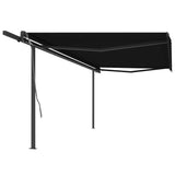 Manual Retractable Awning With Posts Orange And Brown