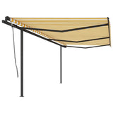 Manual Retractable Awning With Posts Orange And Brown