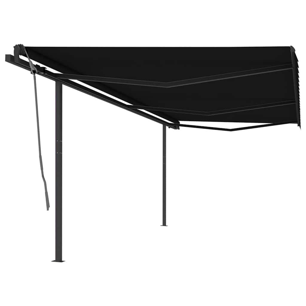 Manual Retractable Awning With Posts Orange And Brown