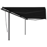 Manual Retractable Awning With Posts Orange And Brown