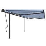 Manual Retractable Awning With Posts Orange And Brown