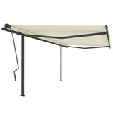Manual Retractable Awning With Posts Orange And Brown