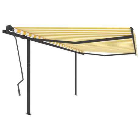 Manual Retractable Awning With Posts Orange And Brown