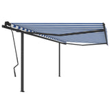 Manual Retractable Awning With Posts Orange And Brown